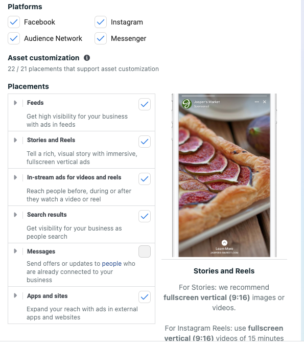 Facebook 的广告版位